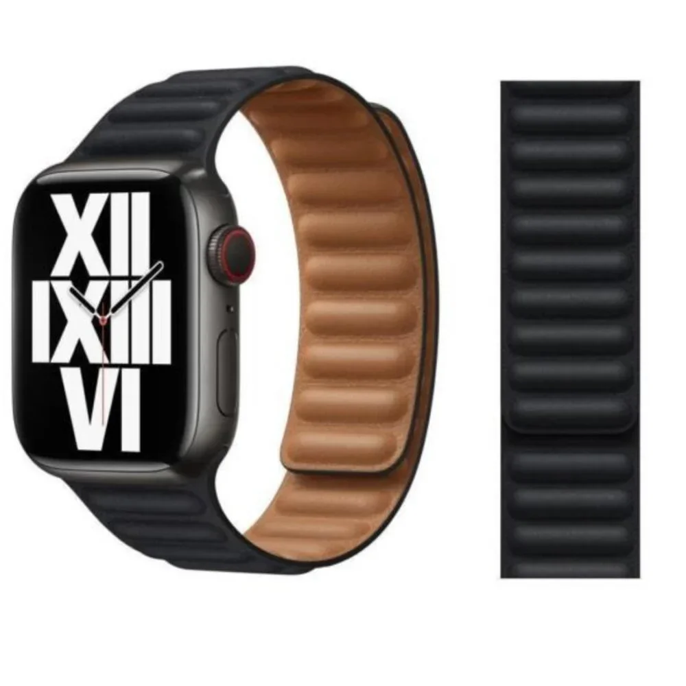 Apple Watch Band Midnight Leather Link S/M ML813ZM/A 45MM